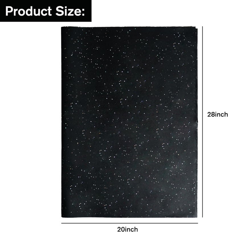 Bobobag 50 Sheets 20"X28" Full Size Gift Wrapping Tissue Paper,Black Glitter Tissue Paper Bulk for Gift Bags, Wedding Birthday Showers Arts Craft Party Decoration - Image 2